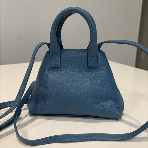 Akris Ai Mini Blue Pebbled Leather Top Handle Crossbody Bag Swiss Luxury - Picture 6 of 11